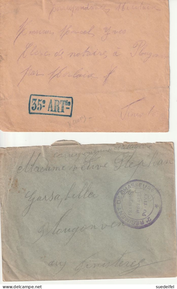 Military, 2 X Enveloppe,  35 ARTie, 2. Regiment  De Chasseure - Militaire Stempels Vanaf 1900 (buiten De Oorlog)