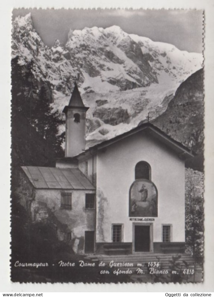 Courmayerur , Notre Dame De Guerison Mt. 1436,con Sfondo Monte Bianco - Viaggiata  1954 - (1337) - Altri & Non Classificati