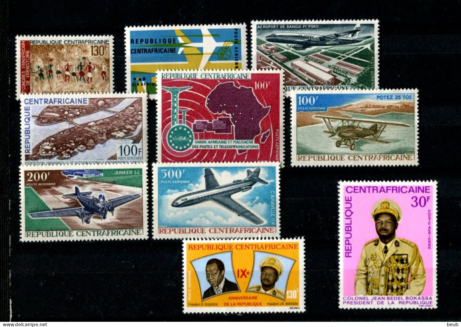 V - REP CENTRAFRICAINE - Année 1967  :  N° Y&T 79 à 101 + PA 46 à 54 -  (32 Timbres  Tous NSC **) - Repubblica Centroafricana