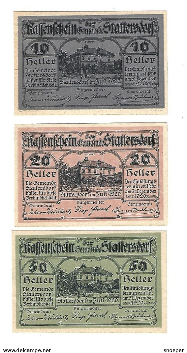 *notgeld   Austria Stattersdorf Serie Compleet  1011a  Cat Val  9 Euro - Autriche