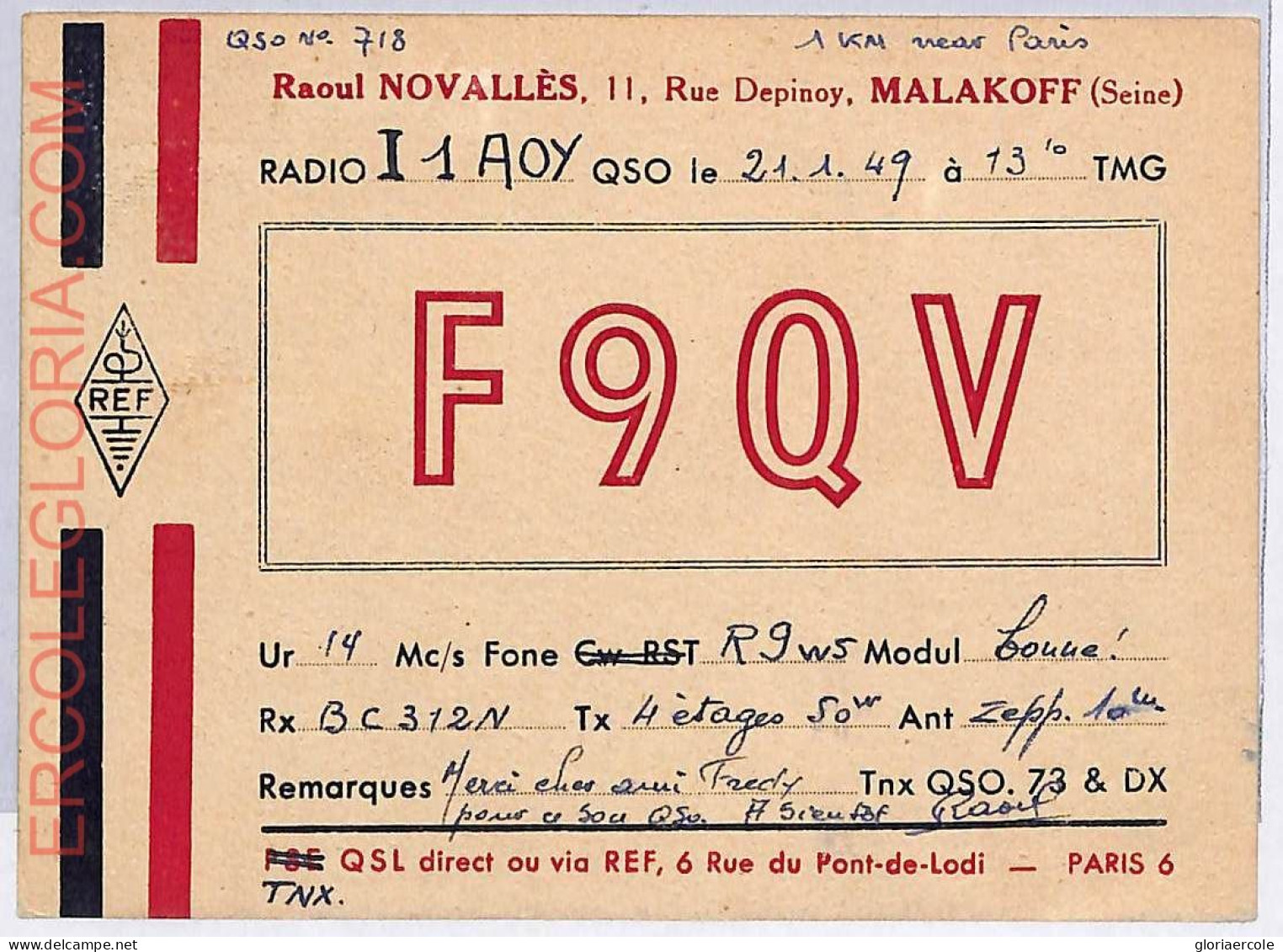 Ad9057 - FRANCE - RADIO FREQUENCY CARD   - 1949 - Radio