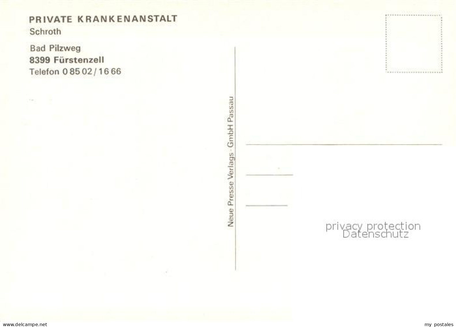 73752591 Fuerstenzell Krankenanstalt Schroth Fuerstenzell - Other & Unclassified