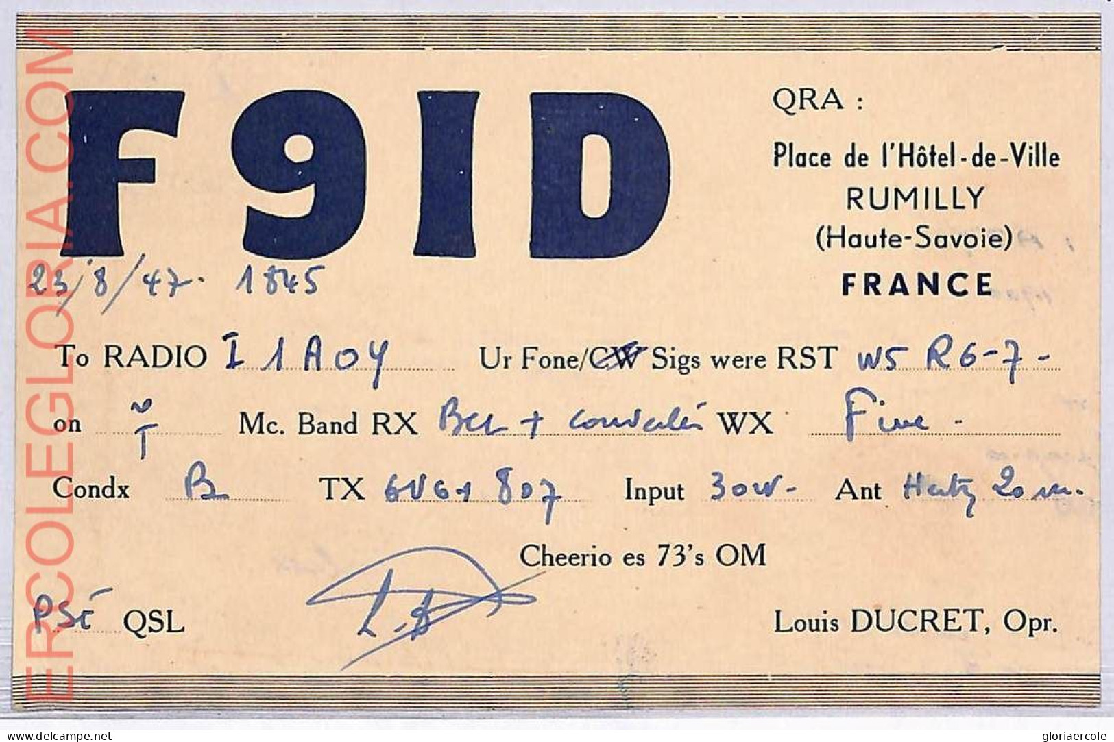 Ad9058 - FRANCE - RADIO FREQUENCY CARD   - 1947 - Radio