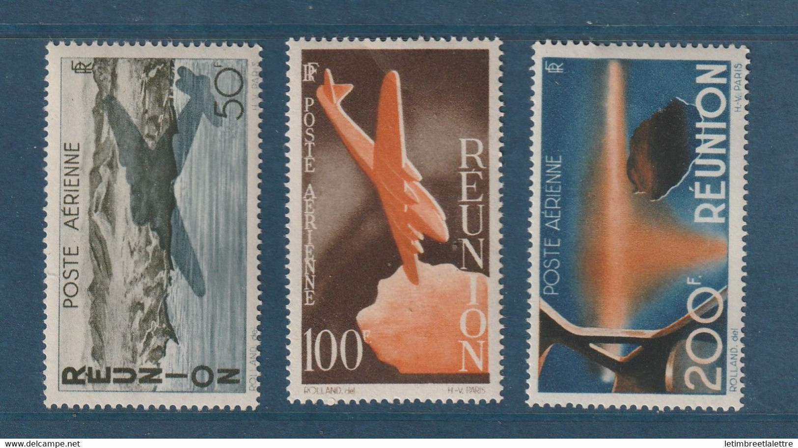 Réunion - Poste Aérienne - YT N° 42 à 44 ** - Neuf Sans Charnière - 1947 - Posta Aerea