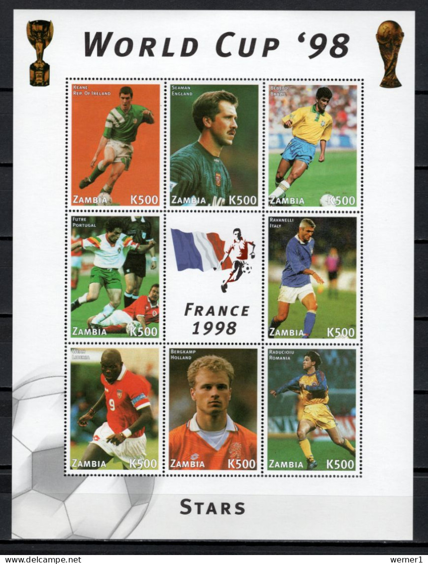 Zambia 1998 Football Soccer World Cup Set Of 3 Sheetlets + S/s MNH - 1998 – France