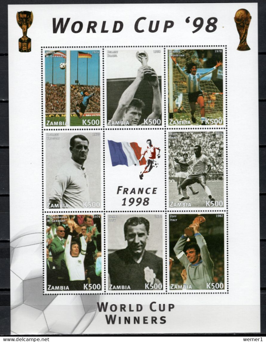 Zambia 1998 Football Soccer World Cup Set Of 3 Sheetlets + S/s MNH - 1998 – France