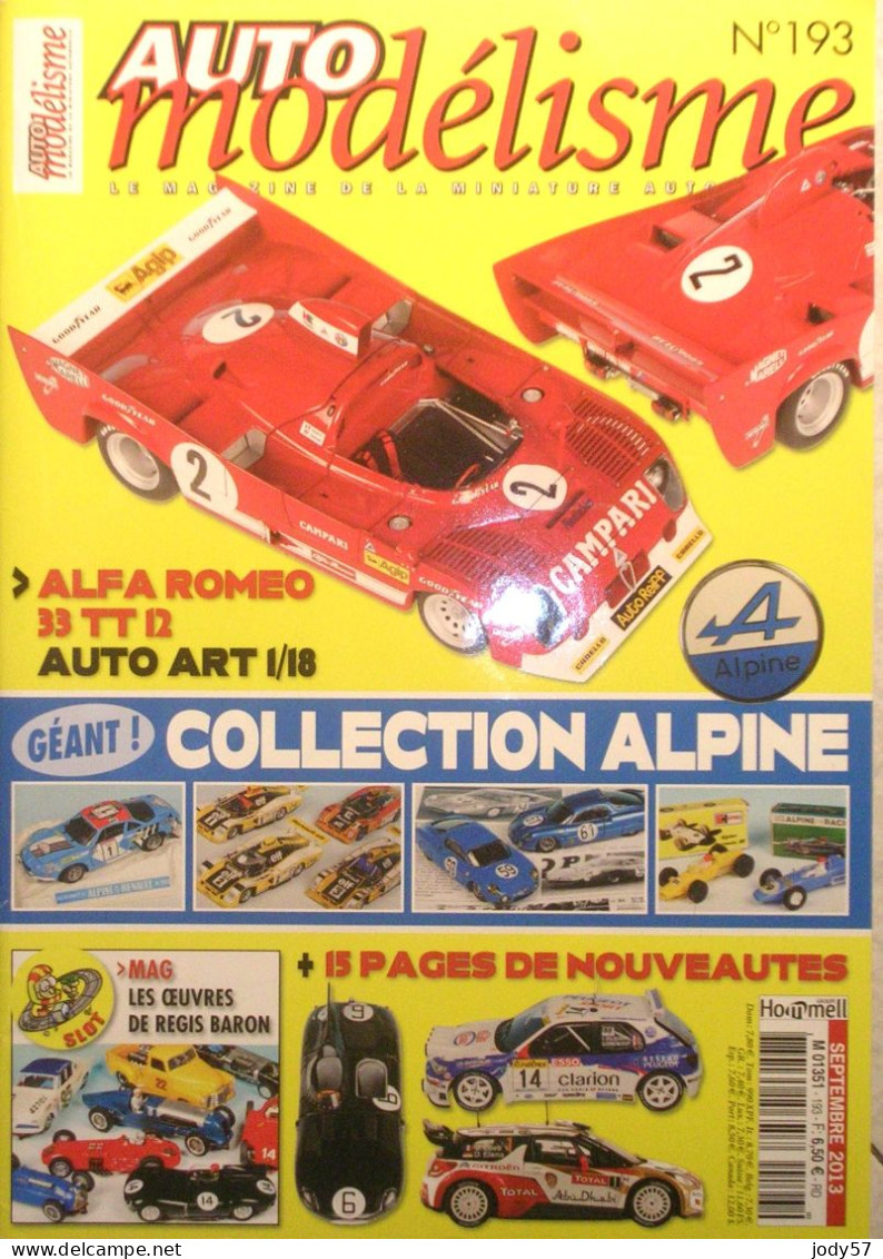 AUTO MODELISME - N.193 SEPTEMBRE 2013 - ALFA ROMEO 33TT 12 AUTO ART 1/18 - Frankrijk