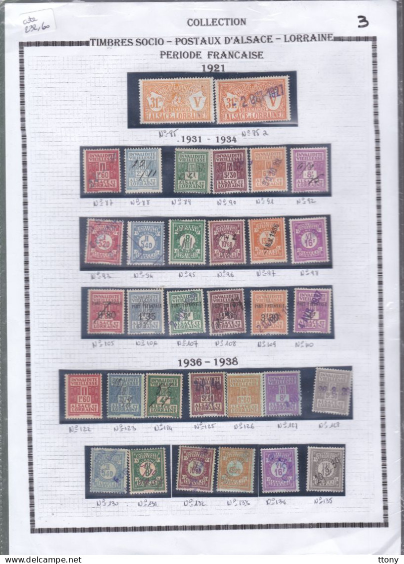 Un Lot De 90 Timbres Socio Alsace Loraine   Oblitérés   Lothringen  Invalidité Vieillesse  Bonne Cote - Stamps