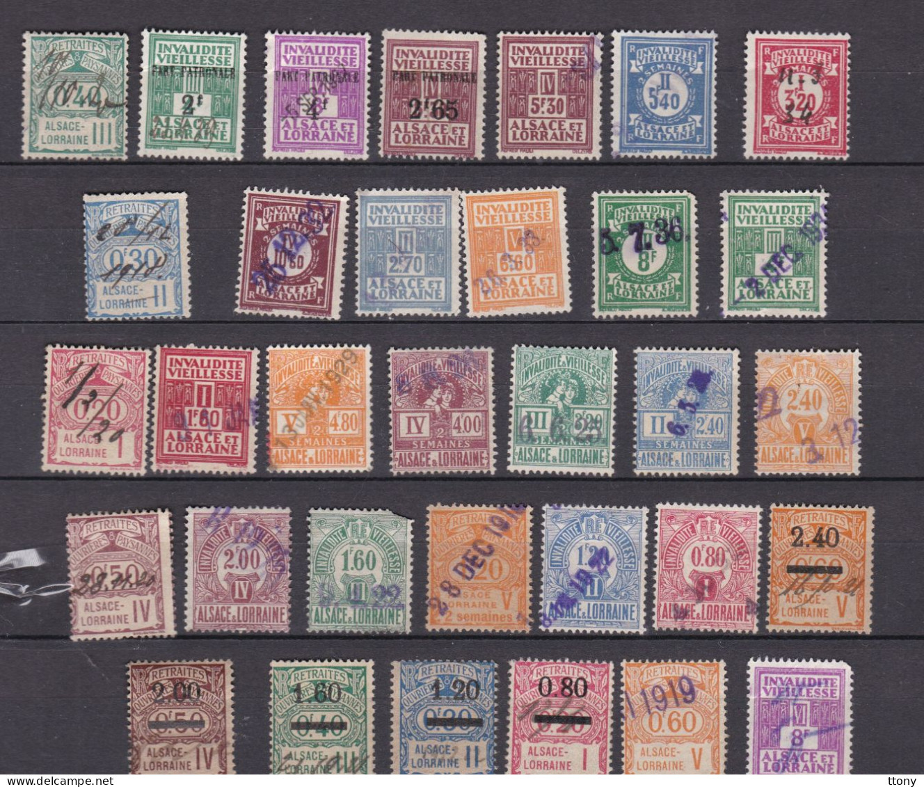 Un Lot De 90 Timbres Socio Alsace Loraine   Oblitérés   Lothringen  Invalidité Vieillesse  Bonne Cote - Stamps