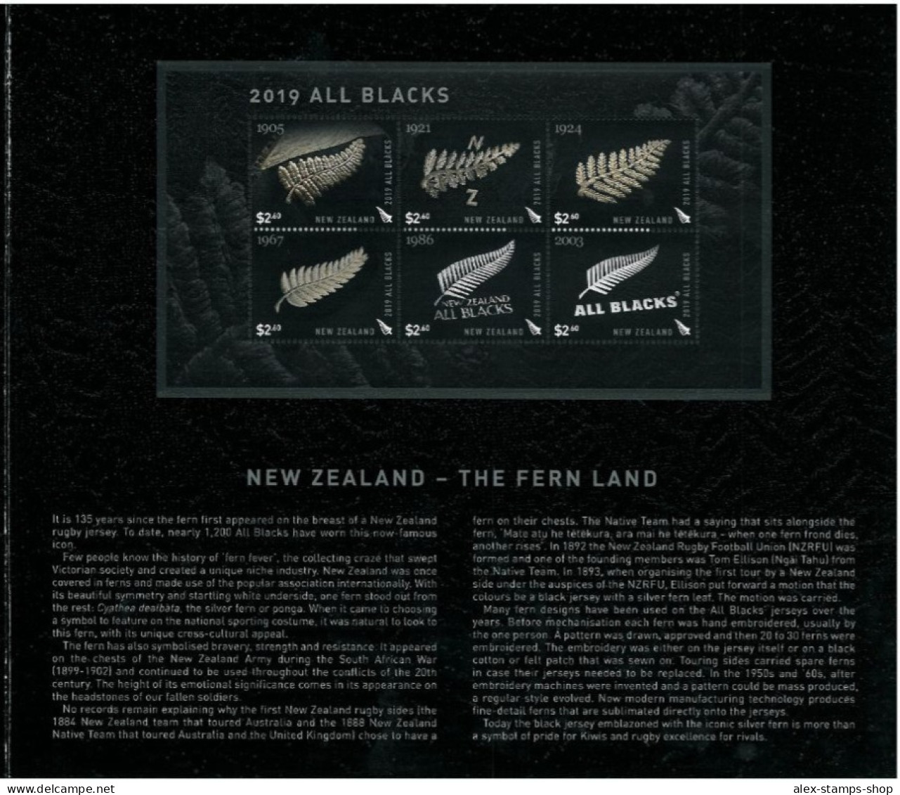 NEW ZEALAND 2019 ALL BLACKS - LEGACY OF THE SILVER FERN NEW SPECIAL FOLDER - Presentation Packs