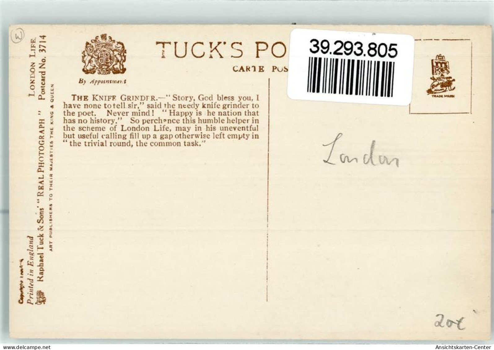 39293805 - Scherenschleifer Tucks And Sons Nr.3714 - Other & Unclassified