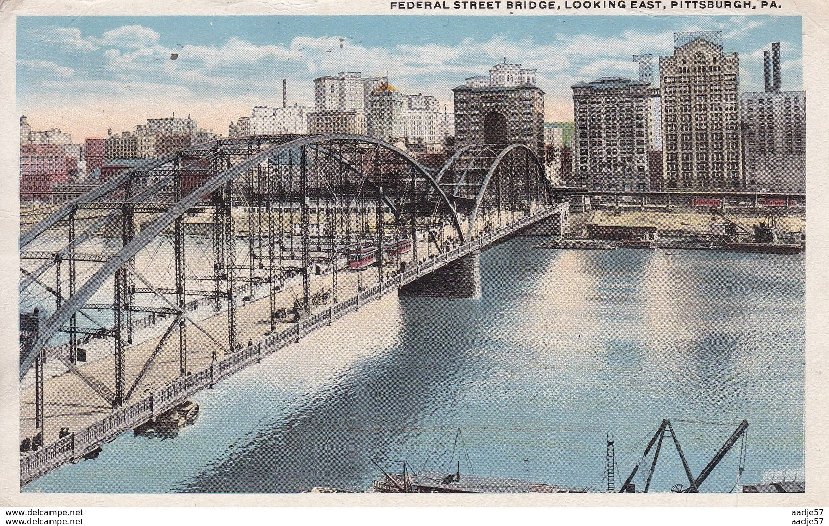 Pittsburgh Federal Street Bridge Looking East 1920 Tramway - Tranvía