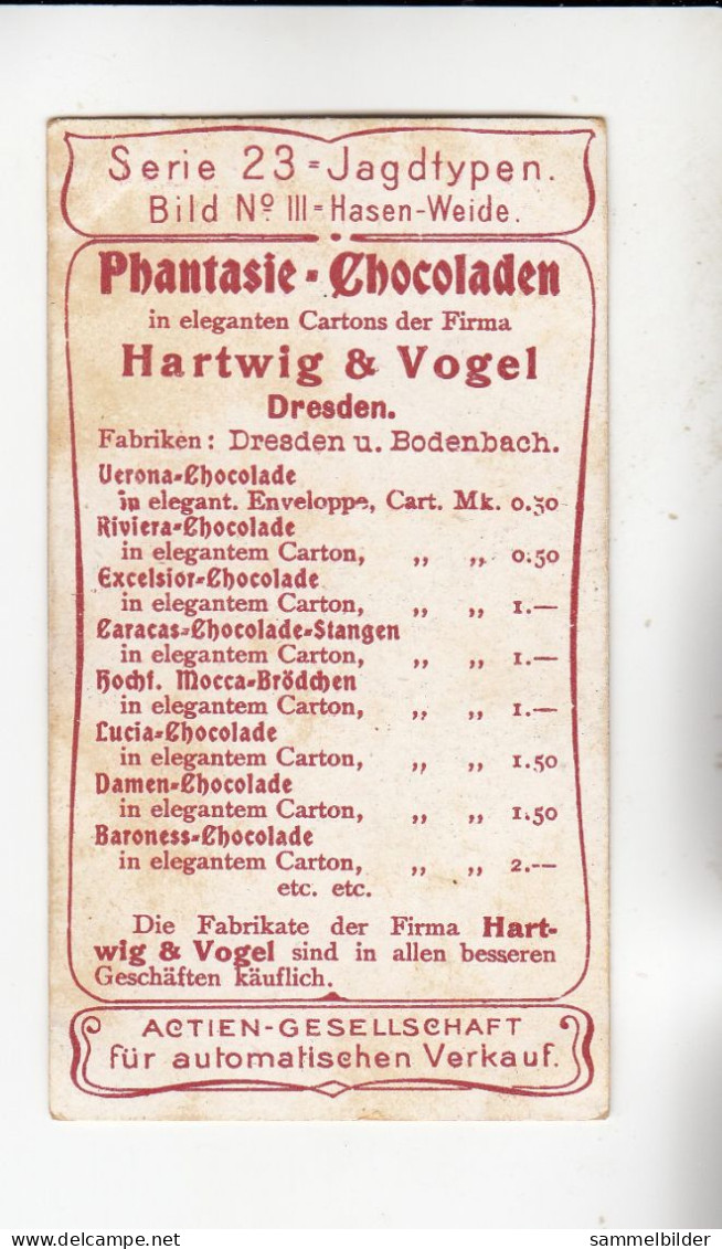 Actien Gesellschaft  Jagdtypen  Hasen - Weide       Serie  23 #3 Von 1899 - Stollwerck