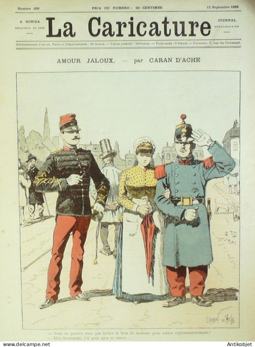 La Caricature 1885 N°298 Amour Jaloux Caran D'Ache Gino Job De Galifet Paar Luque Caran D'Ache - Tijdschriften - Voor 1900