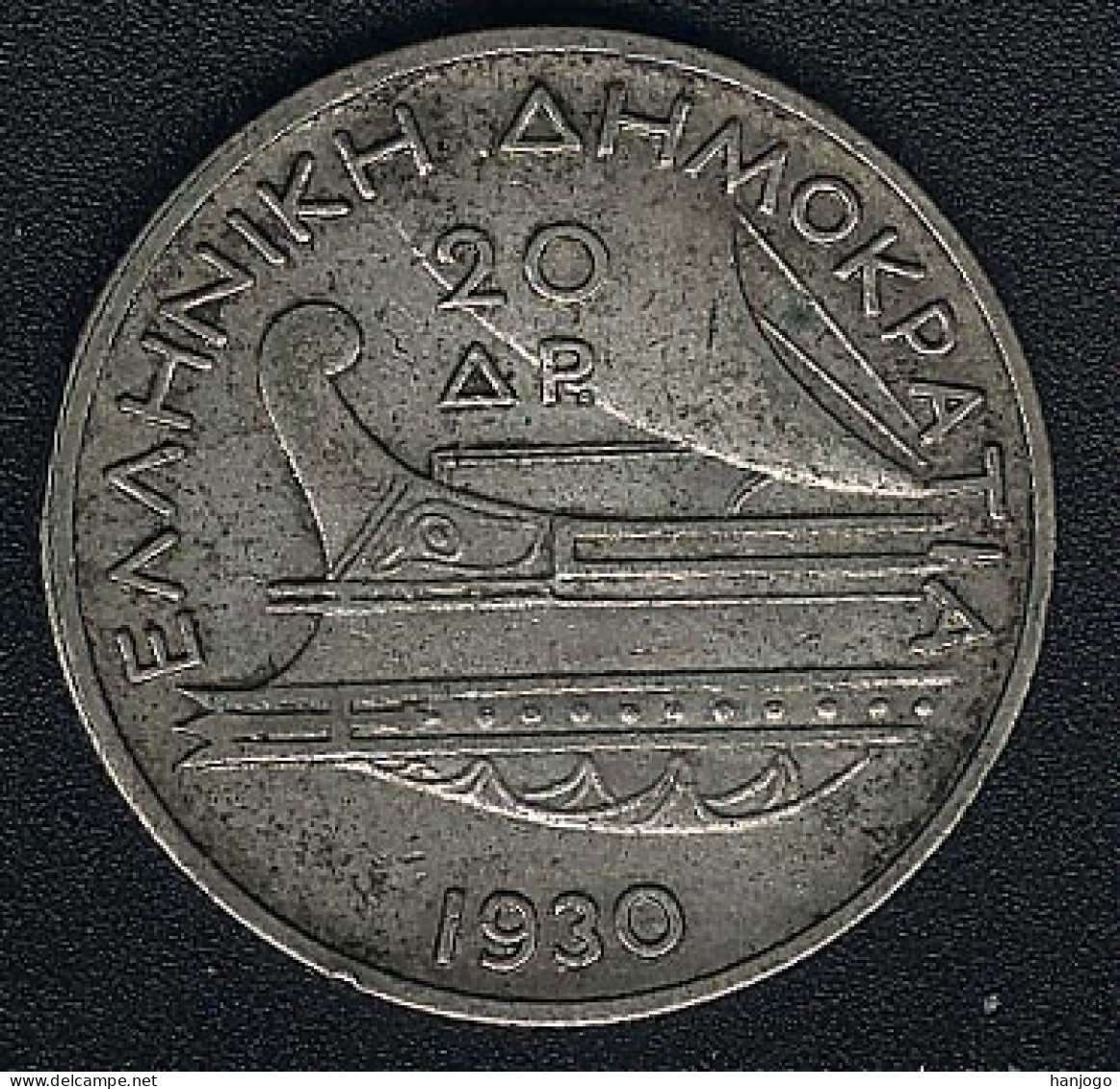 Griechenland, 20 Drachmai 1930, Poseidon,  Silber - Griekenland