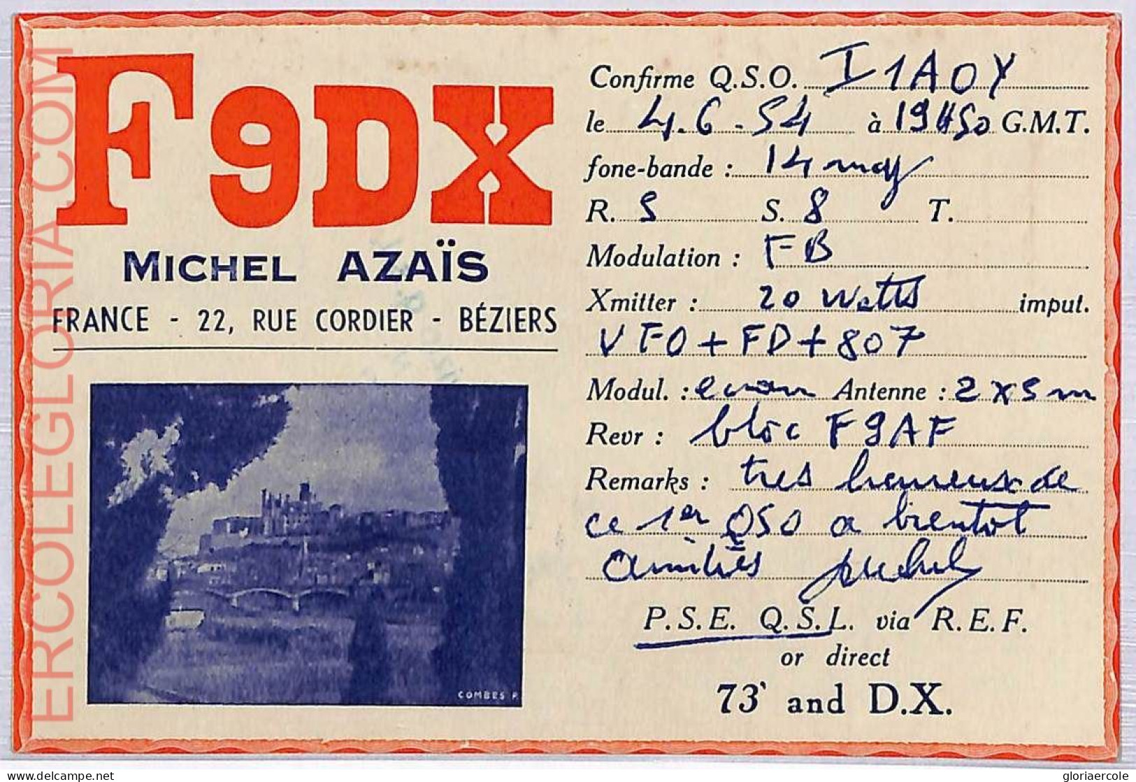 Ad9061 - FRANCE - RADIO FREQUENCY CARD   - 1954 - Radio