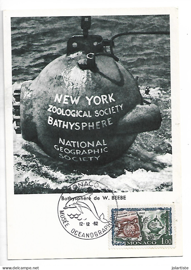 Monaco Carte Maximum Bathysphere De W Beebe 1962 N0173 - Maximumkarten (MC)