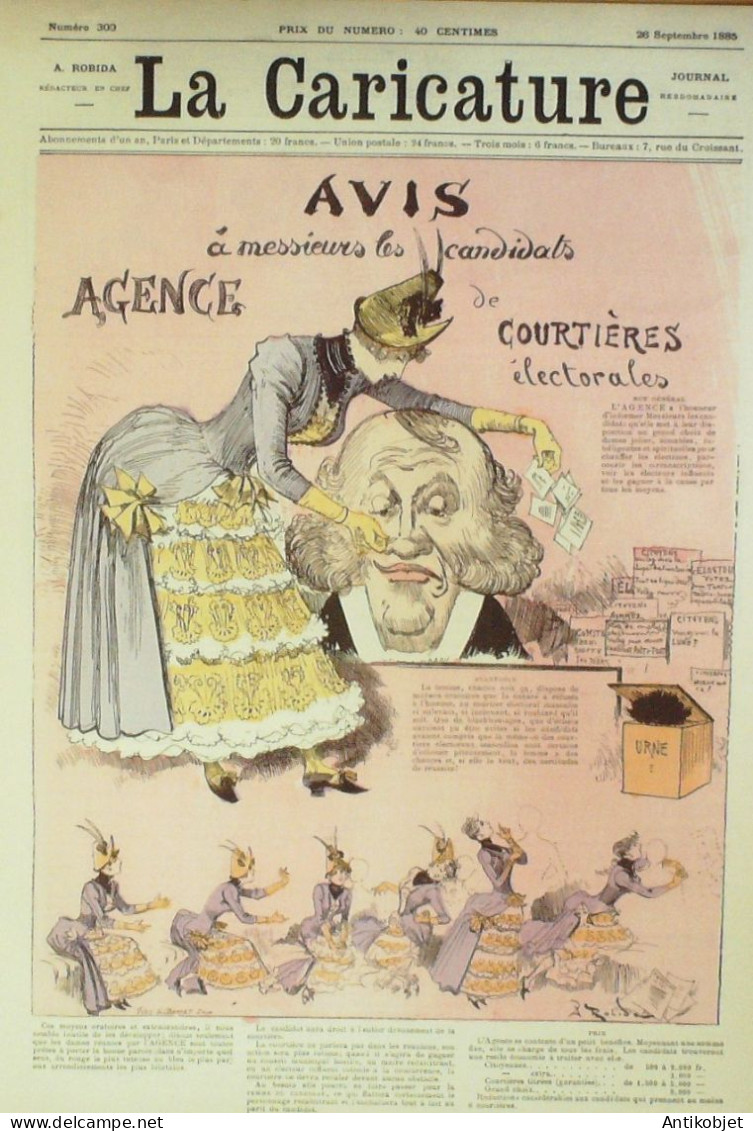 La Caricature 1885 N°300 Agence De Courtières, électorales Robida Corbineau Job Trock - Magazines - Before 1900