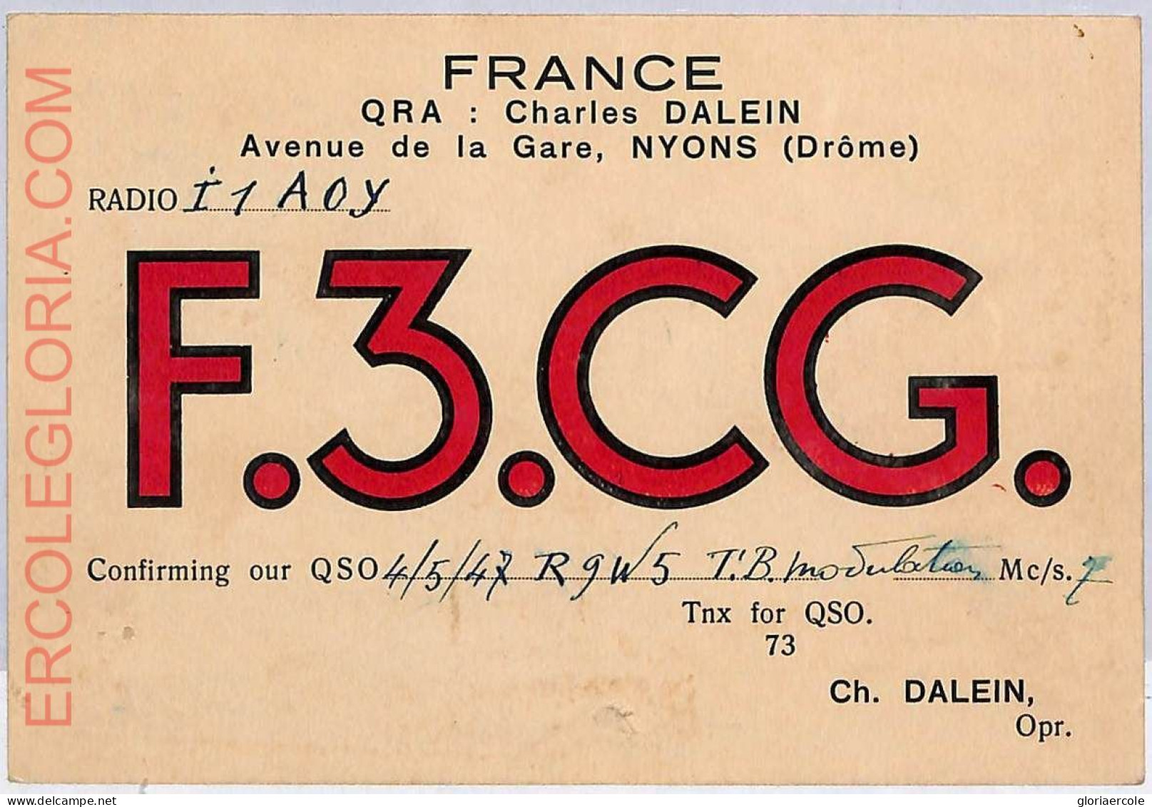 Ad9062 - FRANCE - RADIO FREQUENCY CARD   - 1947 - Radio