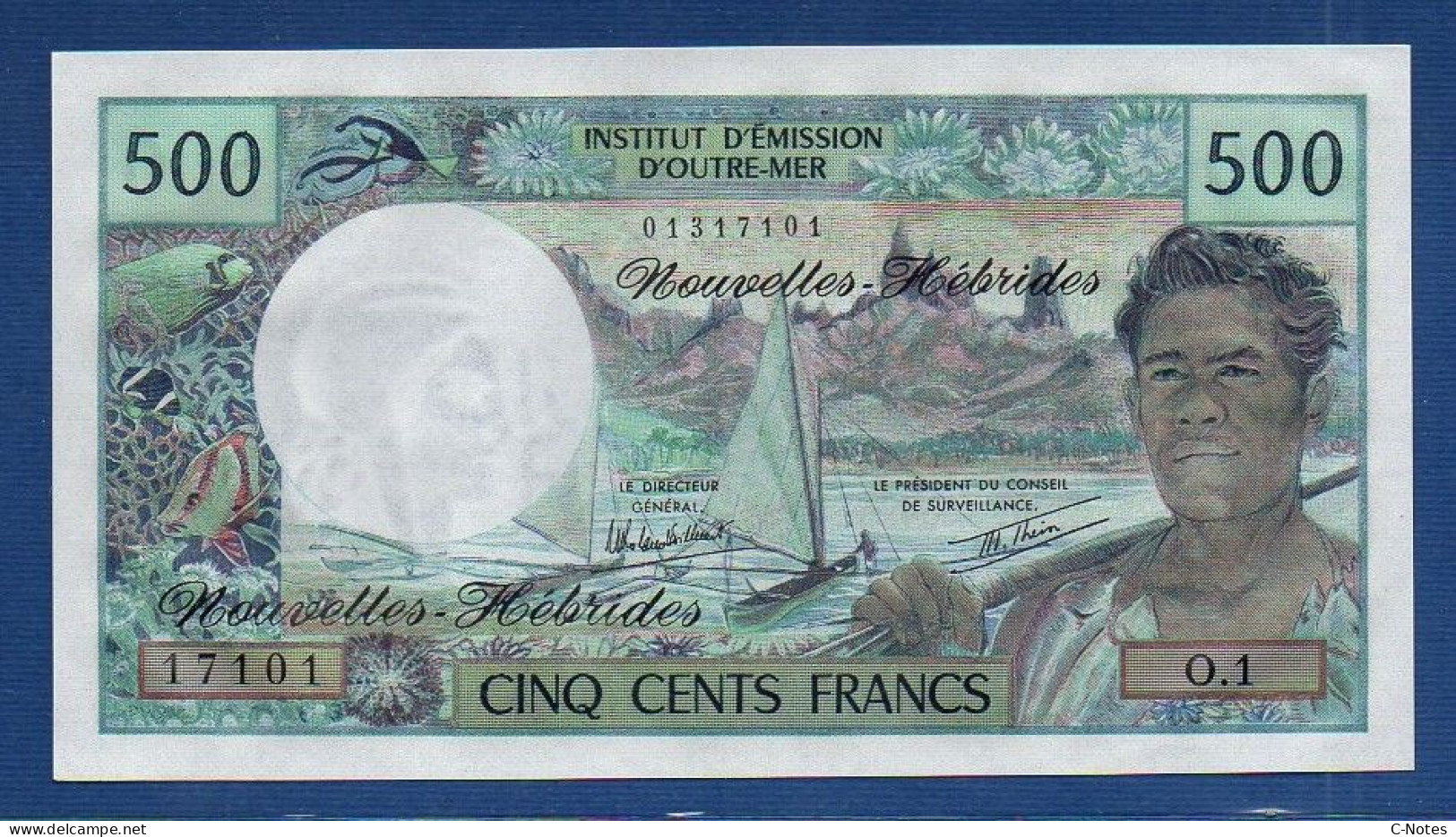 NEW HEBRIDES - P.19c – 500 Francs ND (1970-1980)  UNC, S/n O.1 17101 - Neue Hebriden