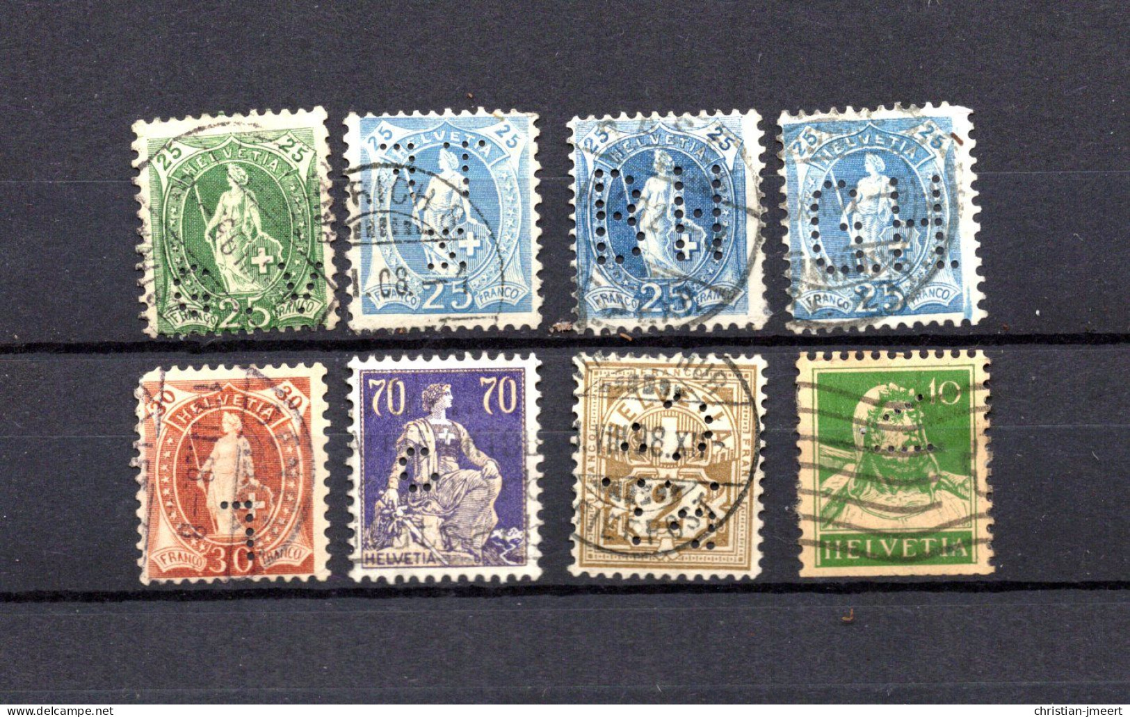 Suisse  8 Timbres Perforés - Perfins