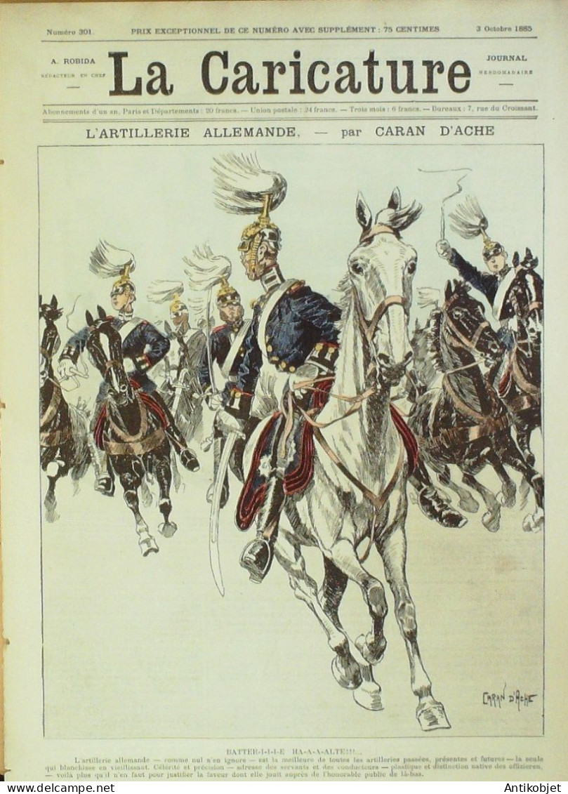 La Caricature 1885 N°301 Artillerie Allemande Caran D'Ache - Tijdschriften - Voor 1900