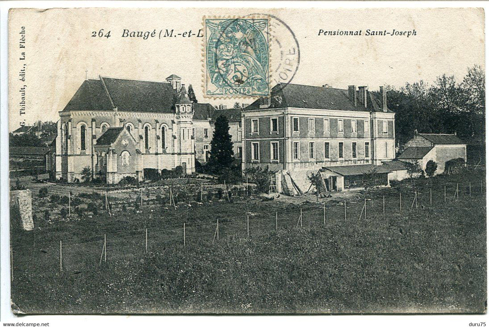 CPA Voyagé 1907 * BAUGÉ Pensionnat Saint Joseph * G. Thibault Editeur - Otros & Sin Clasificación