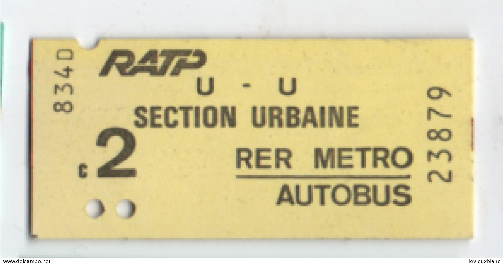 Ticket Ancien RATP/Section Urbaine U U / 2éme/avec Vol Oiseaux 1789 Au Verso/ Vers 1990    TCK256 - Eisenbahnverkehr