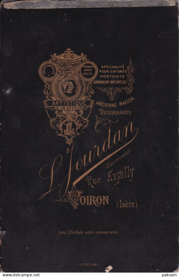 Carte Cabinet PHOTO ANCIENNE Photographie L. Jourdan Voiron Isère 38 3 Enfants En Costume Traditionnel Folklorique - Oud (voor 1900)