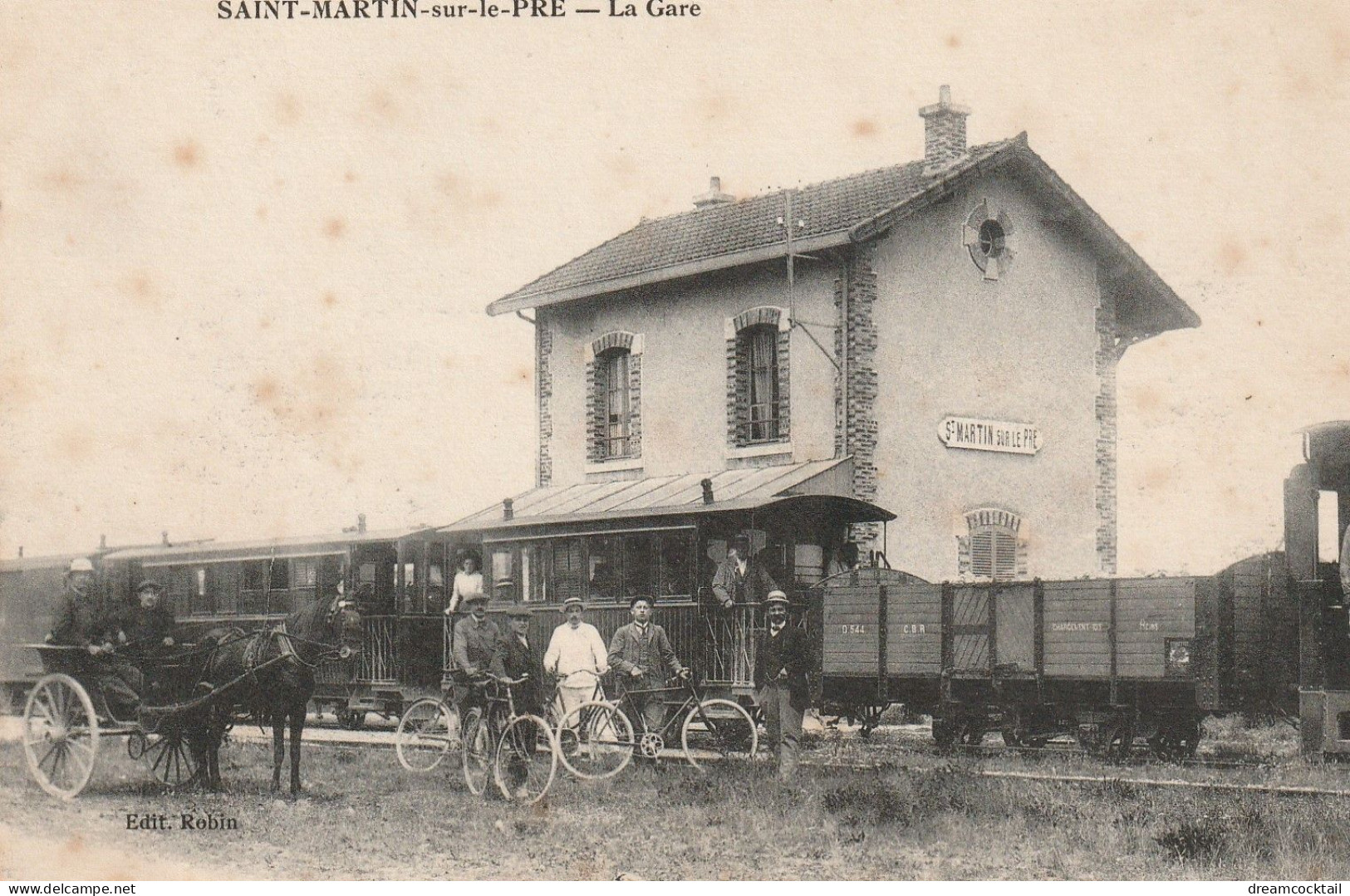 51 SAINT-MARTIN-SUR-LE-PRE. La Gare Avec Train, Attelage Et Bicyclettes - Other & Unclassified