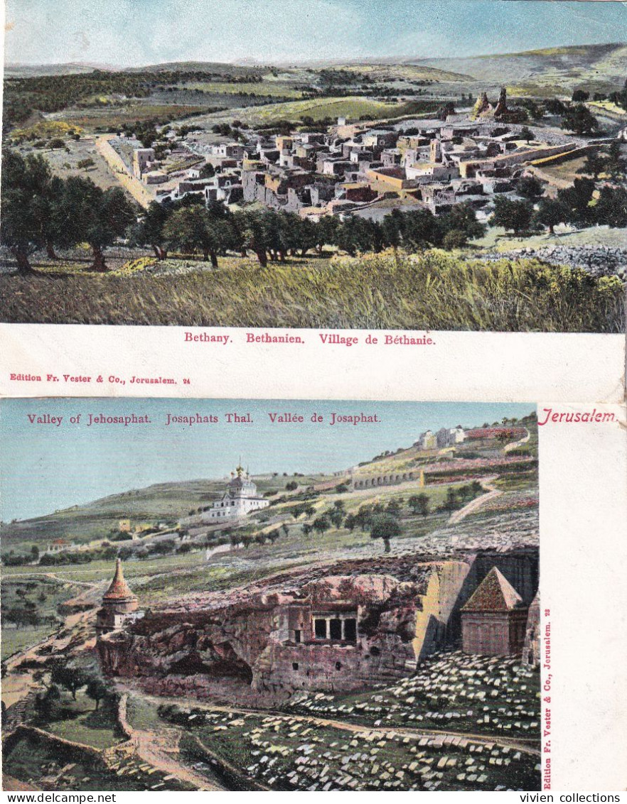 Israël Bureau Allemand Jérusalem Deutsche Post En 1907 Sur Cartes Village De Béythanie Et Jérusalem Vallée De Josaphat - Israel