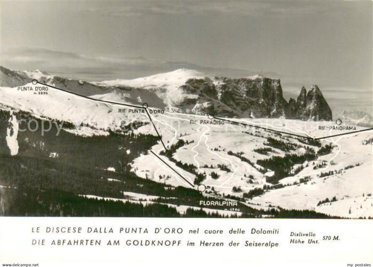 73751896 Seiseralm Alpe Di Siusi Trentino IT Abfahrten Am Goldknopf Fliegeraufna - Otros & Sin Clasificación