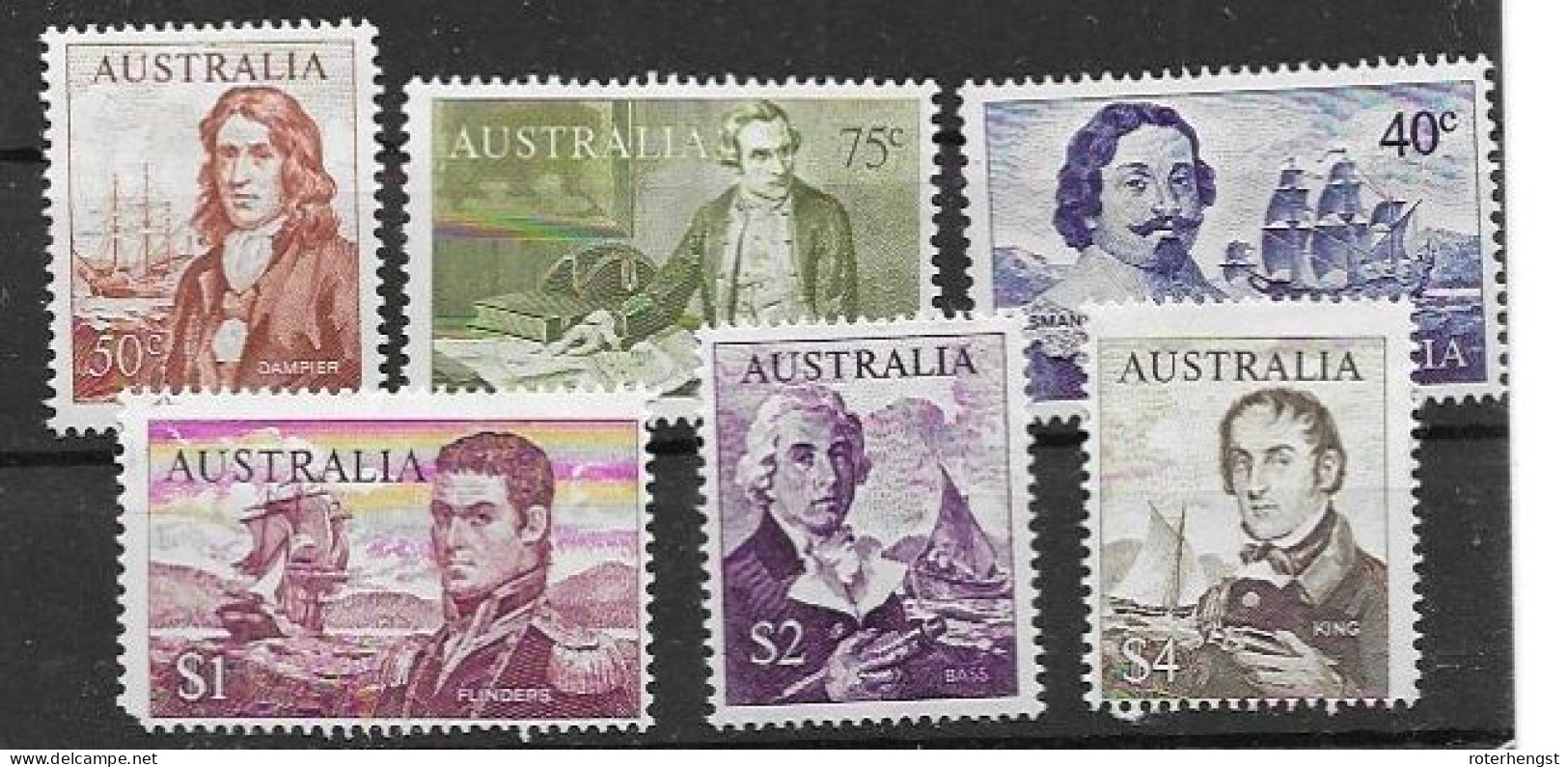 Australia Explorers Complete Set Mh * (45 Euros) But 1$ Is Faulty (missing Corner Perf) 1966 - Ungebraucht