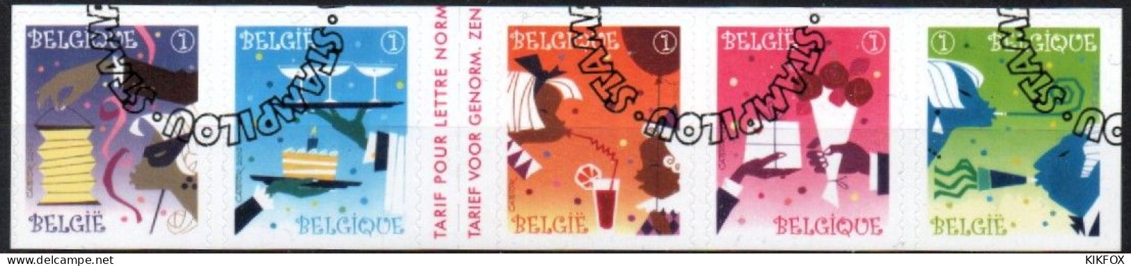 BELGIE,BELGIQUE ,2010, OB, 4037 - 4041 ,YV 4018 - 4022, STREIFEN AUS CARNET 113, Timbre De Fête , OBLITERE, GESTEMPELT - Usados