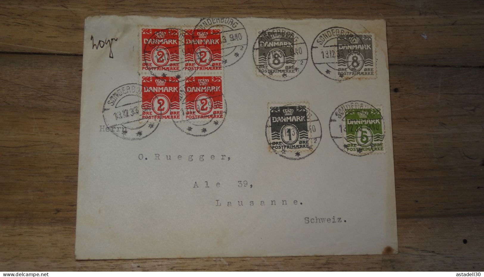 Enveloppe DANEMARK, Sonderborg To Switzerland - 1933   ......... Boite1 ...... 240424-82 - Cartas & Documentos