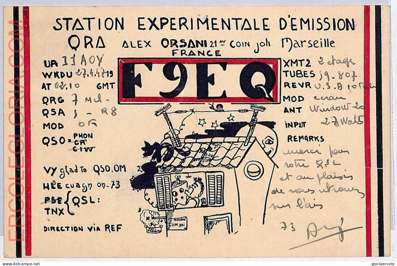 Ad9067 - FRANCE - RADIO FREQUENCY CARD   - 1947 - Radio