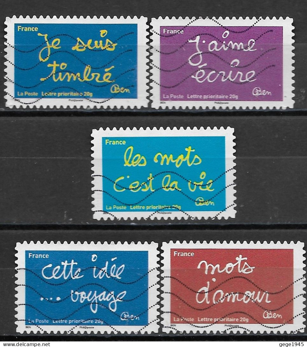 France 2011 Oblitéré Autoadhésif  N° 609 - 610 - 611 - 613 - 617  -   Sourires Par L'humoriste Ben - Used Stamps