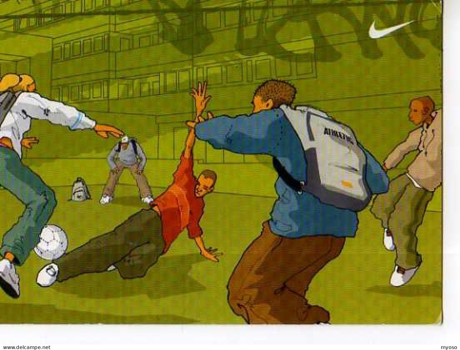 Carte Pub Nike, Illustrateur, Joueurs De Ballon, Football En Salle - Advertising