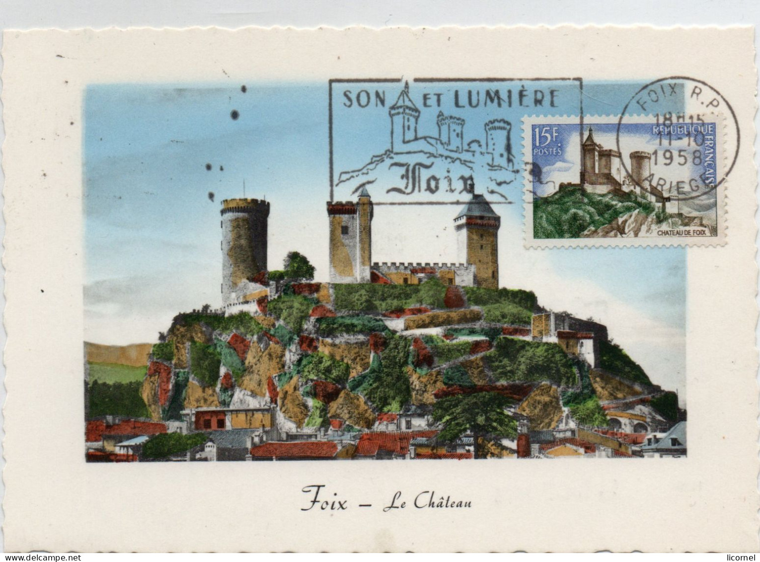 Carte Maxi 1958 : Foix, Le Chateau - 1950-1959