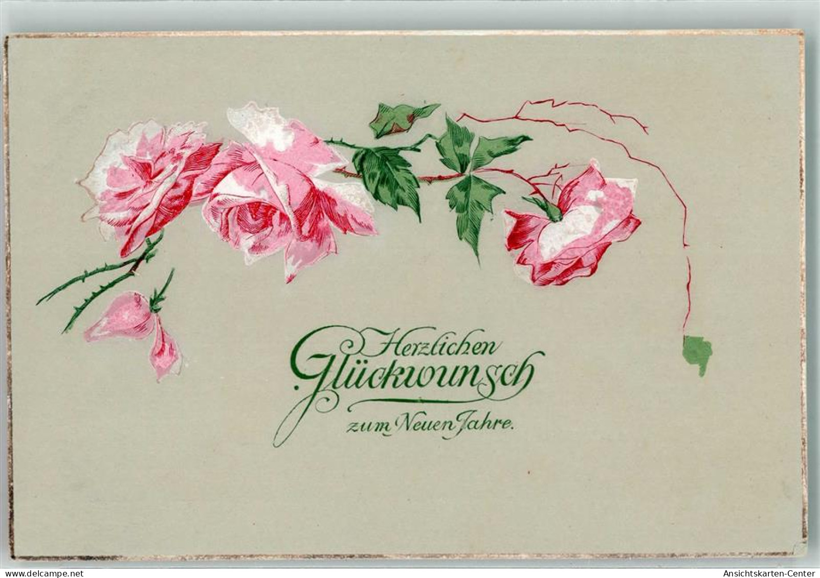 39612005 - Glueckwunsch Rosen Lithographie - Nieuwjaar