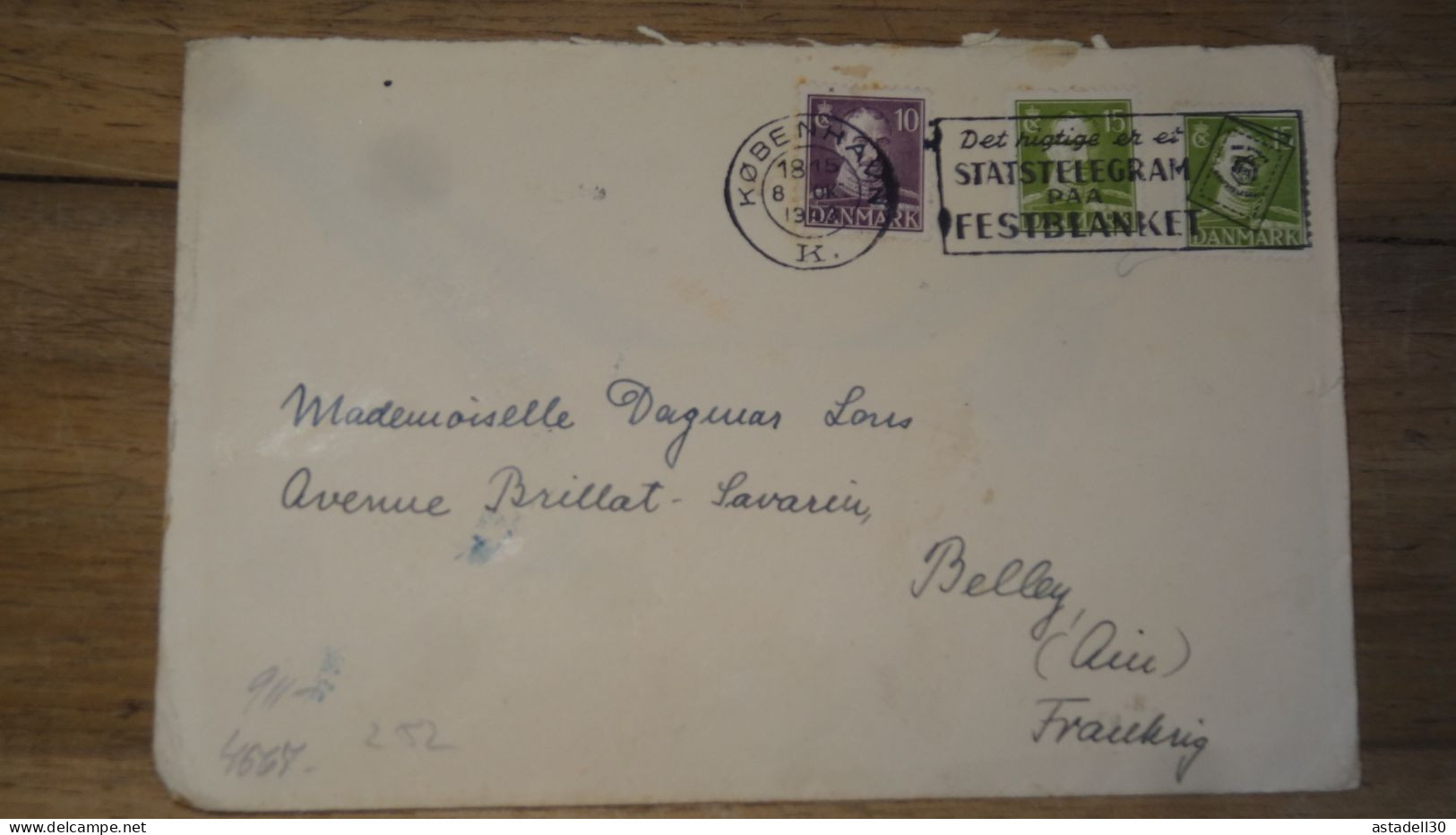 Enveloppe DANEMARK, Kobenhavn, Cenored To France - 1943   ......... Boite1 ...... 240424-86 - Covers & Documents