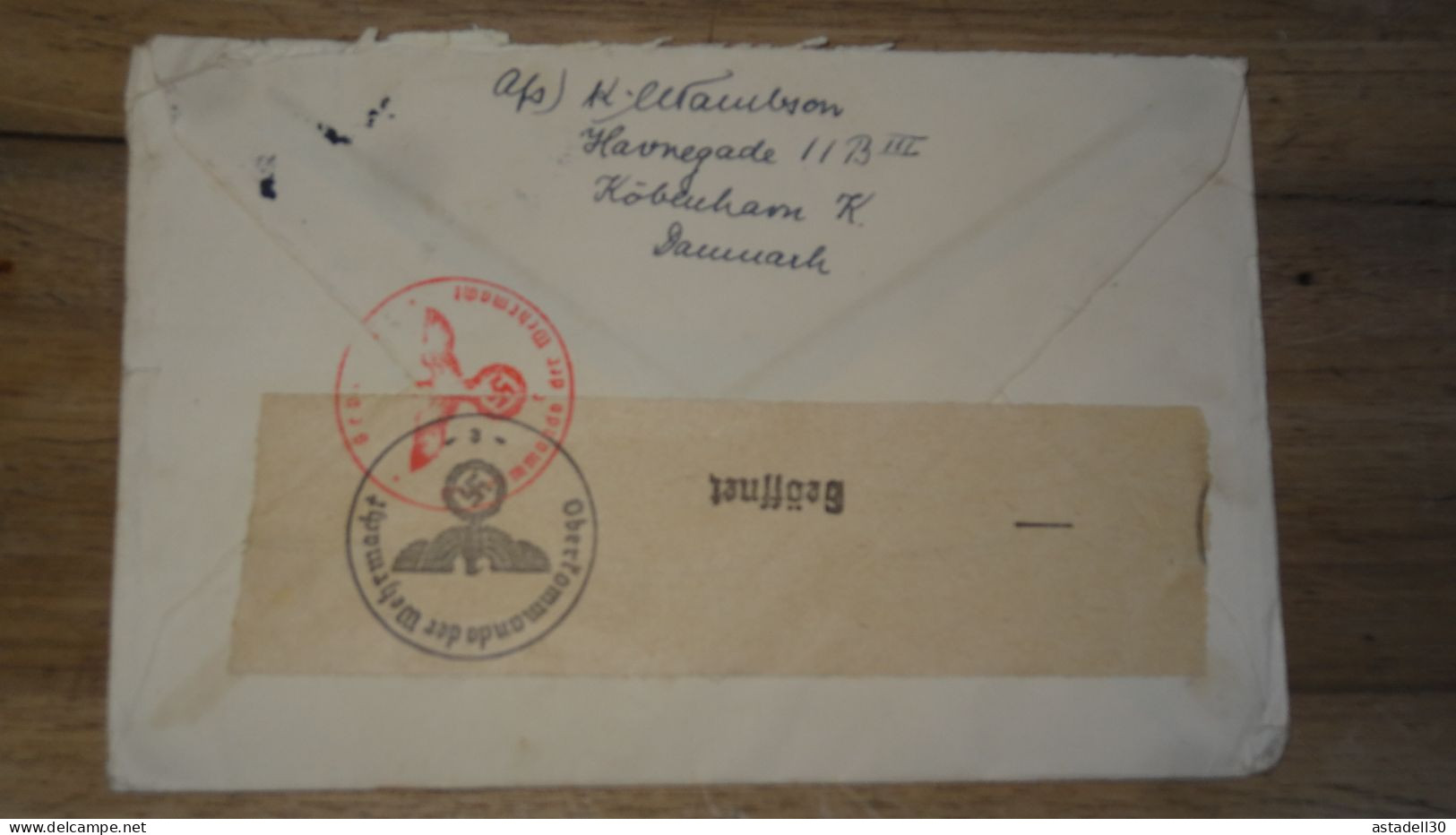 Enveloppe DANEMARK, Kobenhavn, Cenored To France - 1943   ......... Boite1 ...... 240424-86 - Storia Postale