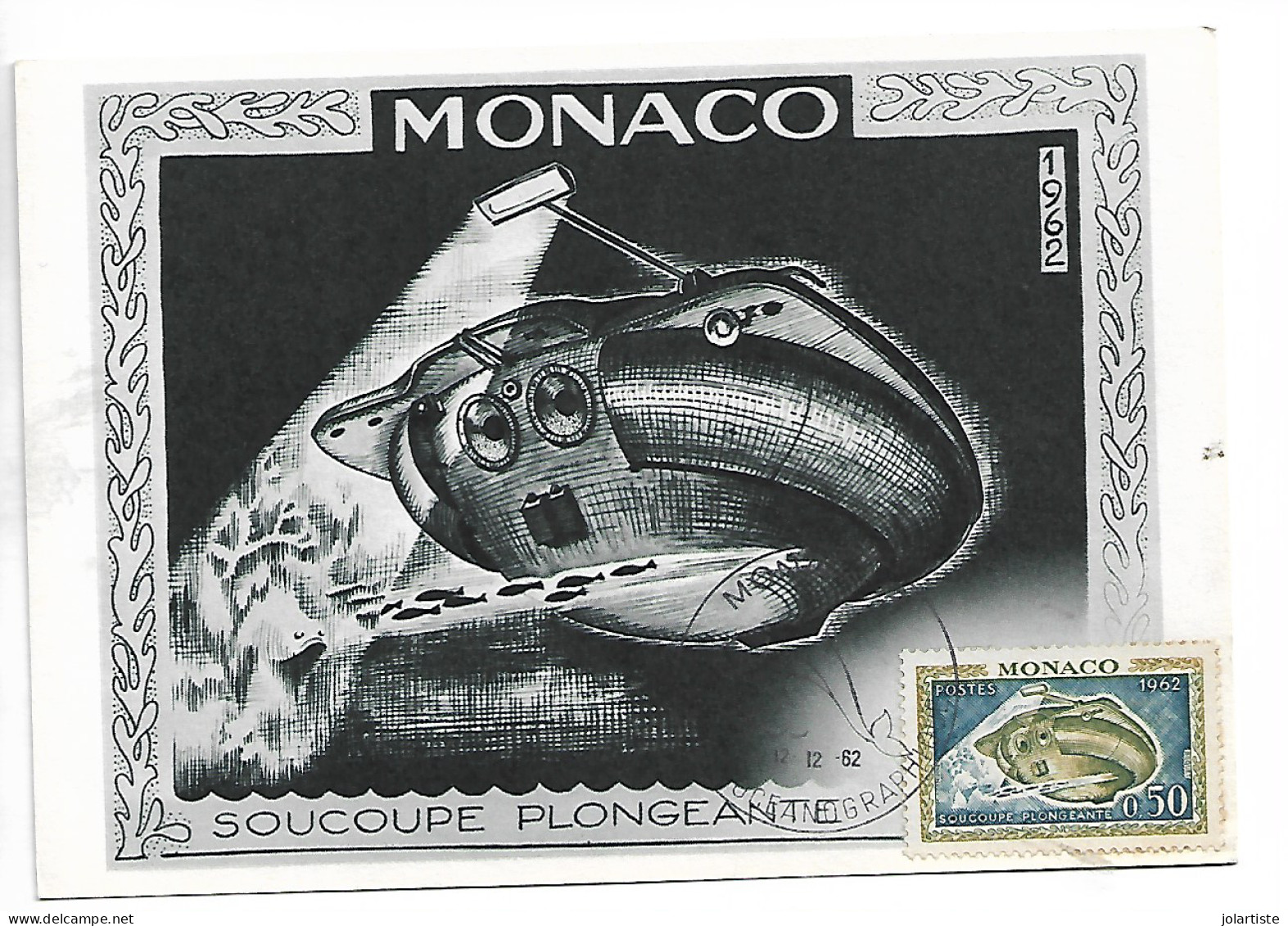 Monaco Carte Maximum Soucoupe Plongeante 1962  N0173 - Cartoline Maximum