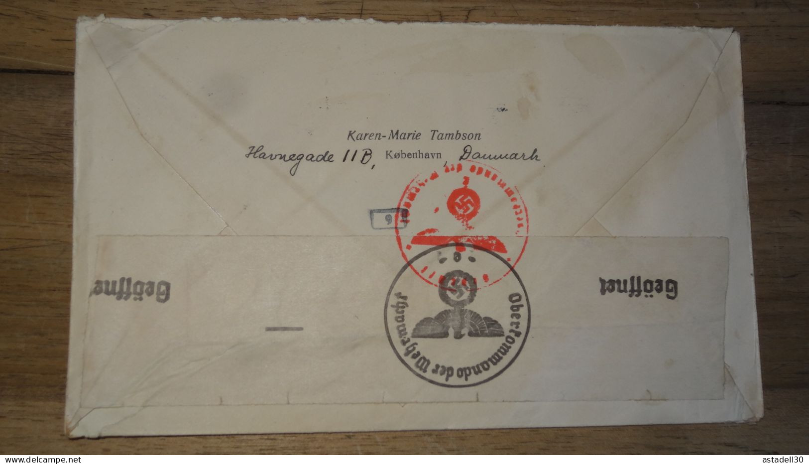 Enveloppe DANEMARK, Kobenhavn, Cenored To France - 1943   ......... Boite1 ...... 240424-87 - Cartas & Documentos