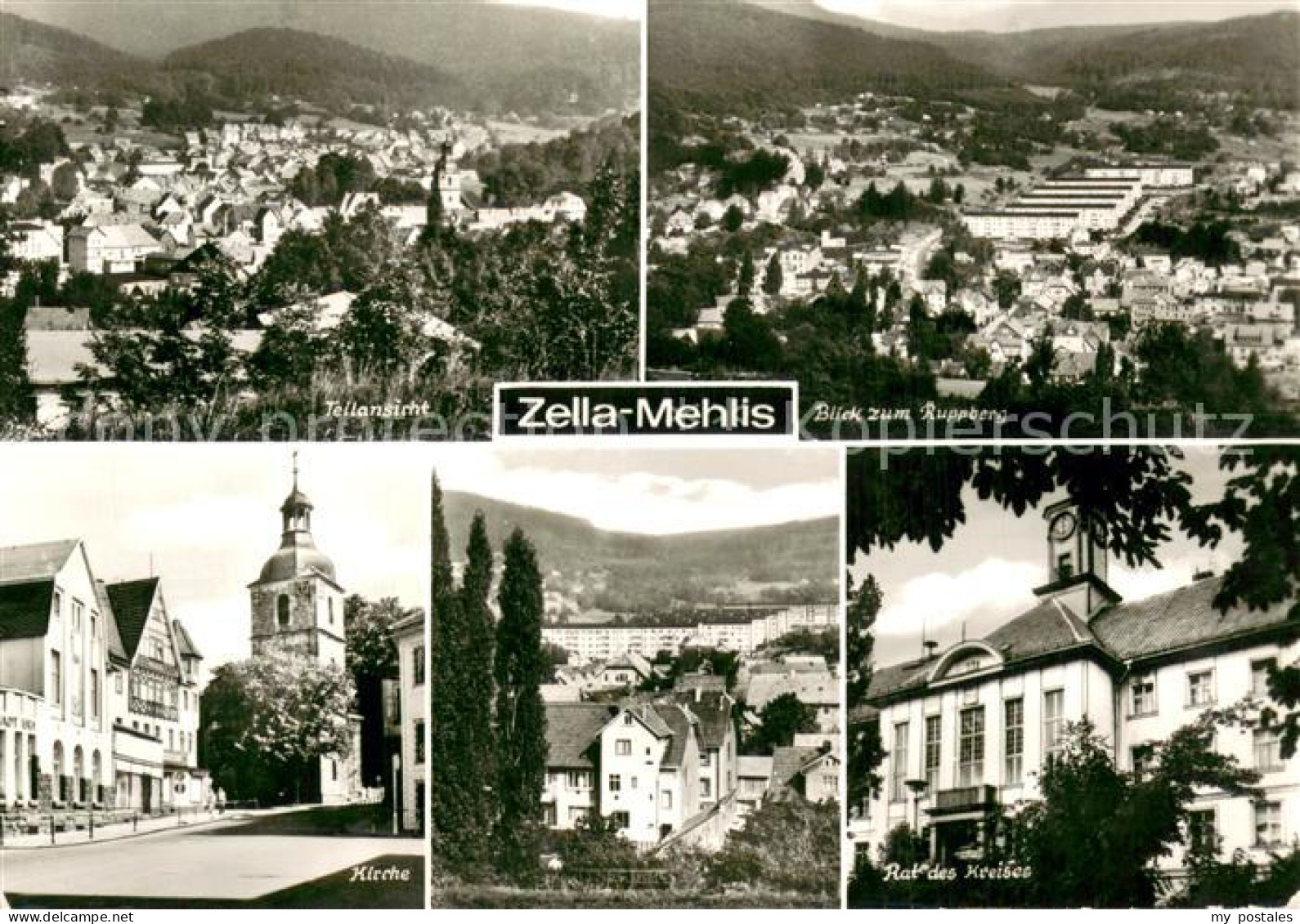 73751575 Zella-Mehlis Panorama Blick Zum Ruppberg Kirche Rat Des Kreises Zella-M - Zella-Mehlis