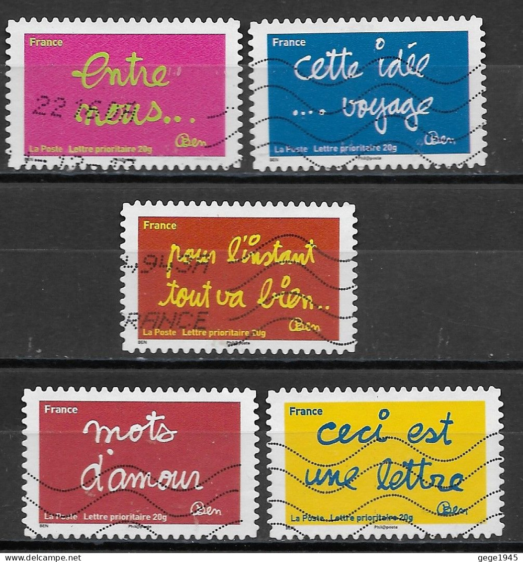 France 2011 Oblitéré Autoadhésif  N° 612 - 613 - 614 - 617 - 618   -  Sourires Par L'humoriste Ben - Used Stamps