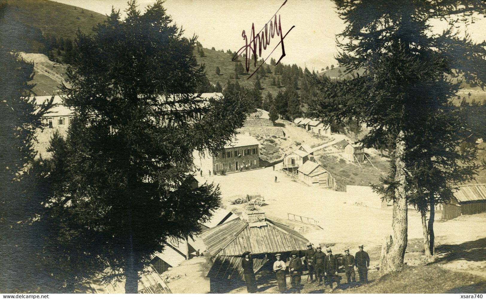 Carte Photo Chasseurs Alpins Baraquements De Cabanes Vieilles - Autres & Non Classés