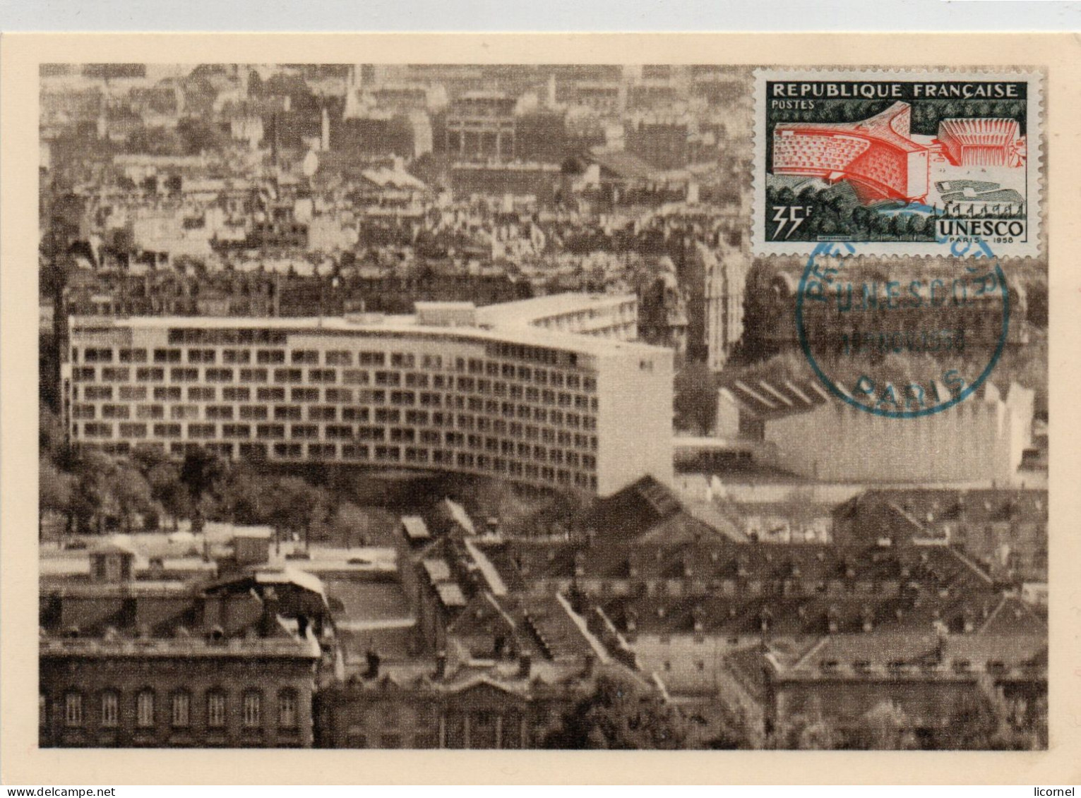 Carte Maxi 1958 : Palais De L Unesco - 1950-1959