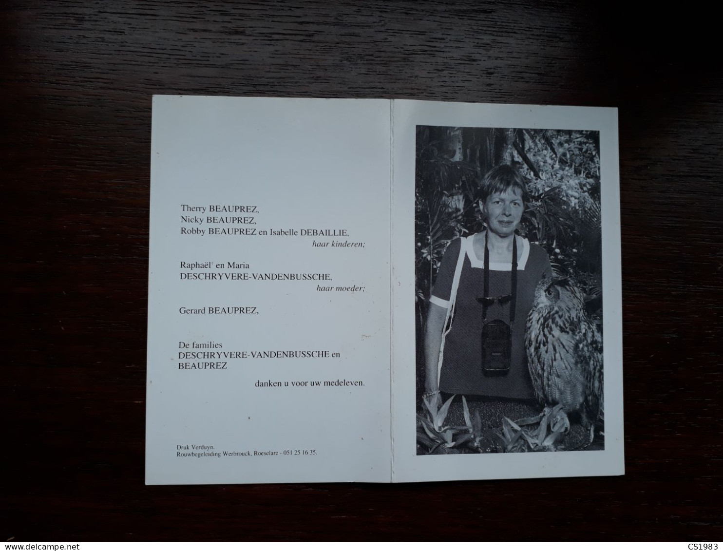 Marie-Jeanne Deschryvere ° Roeselare 1953 + Roeselare 2005 (Fam: Beauprez-Debaillie-Vandenbussche) - Obituary Notices