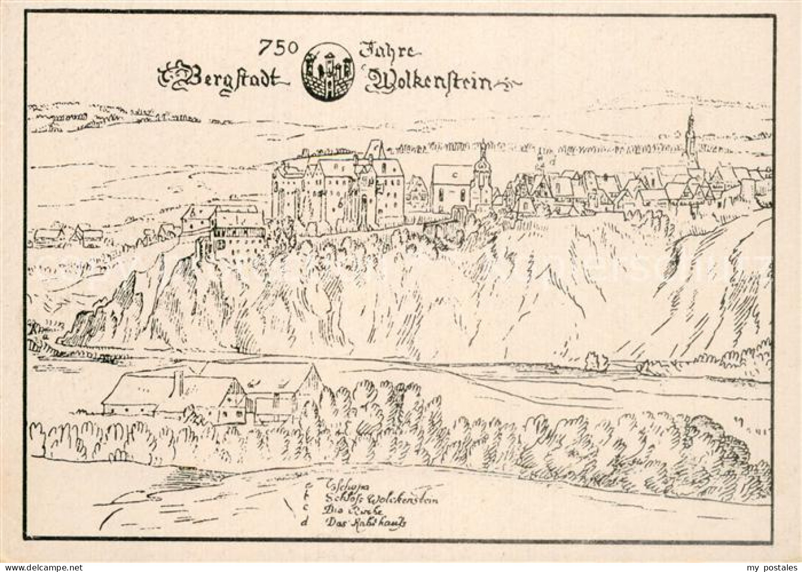 73751520 Wolkenstein Erzgebirge Bergstadt Um 1600 Federzeichnung Wolkenstein Erz - Andere & Zonder Classificatie